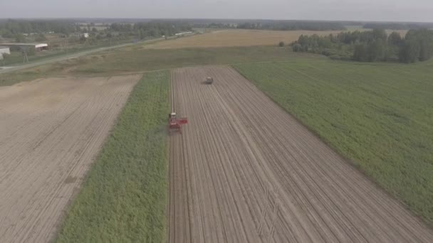 Ein Traktor erntet — Stockvideo