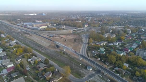 Intercambio Transporte Inspección Aérea Vista Desde Arriba Verano — Vídeo de stock