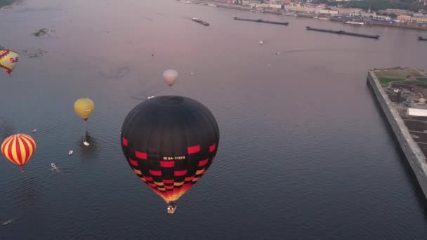 Nizhniy Novgorod 201 Volga Balon Festivali Volga Nehri Üzerinde Uçan — Stok video