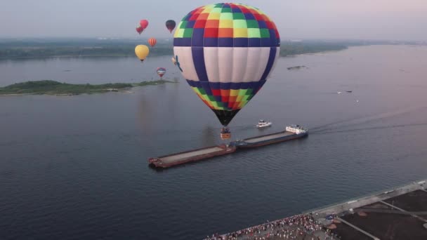 Nizhniy Novgorod 201 Volga Balon Festivali Volga Nehri Üzerinde Uçan — Stok video