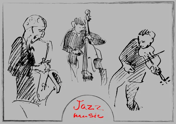Kabataslak müzisyenler kümesi. Handdrawn illüstrasyon