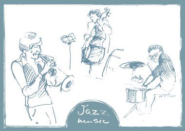 Sets of the sketched musicians. Hand-drawn illustration clipart