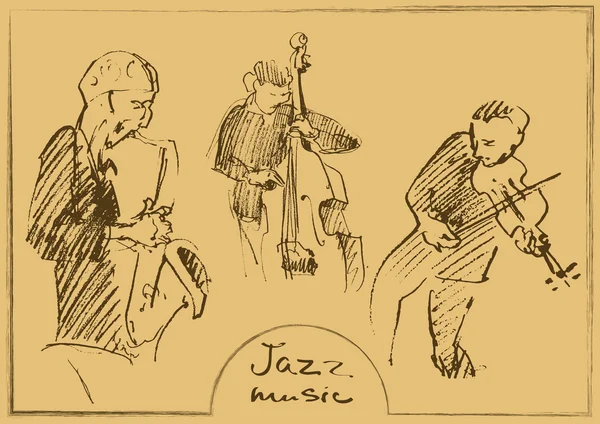 Наборы зарисованных музыкантов. Ручная иллюстрация — стоковый вектор