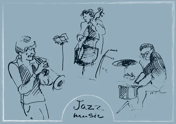 Ensembles de musiciens esquissés. Illustration dessinée à la main — Image vectorielle