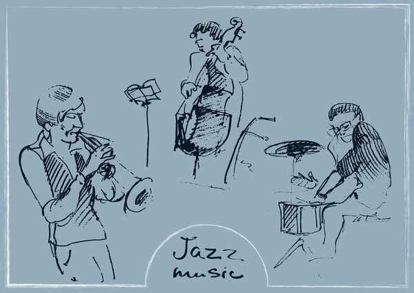 Наборы зарисованных музыкантов. Ручная иллюстрация
