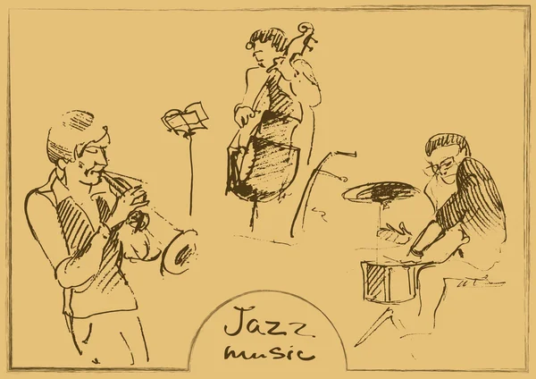 Ensembles de musiciens esquissés. Illustration dessinée à la main — Image vectorielle