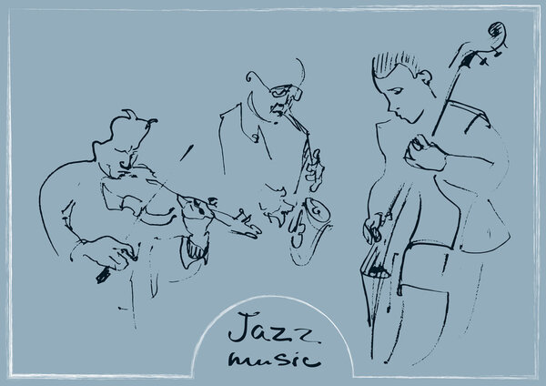 Наборы зарисованных музыкантов. Ручная иллюстрация

