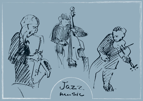 Наборы зарисованных музыкантов. Ручная иллюстрация
