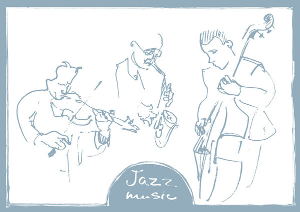 Наборы зарисованных музыкантов. Ручная иллюстрация
