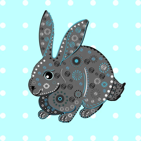 Bunny rabbit Easter ethnic pattern — Stock Vector