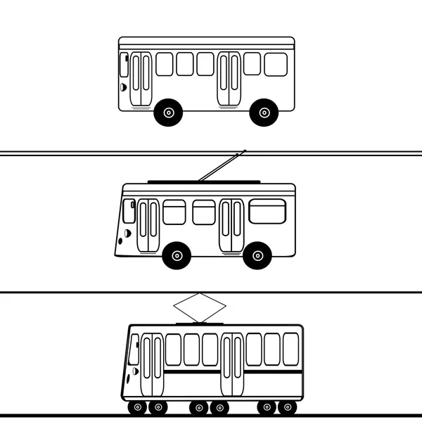 Громадський транспорт автобус тролейбусний трамвай — стоковий вектор