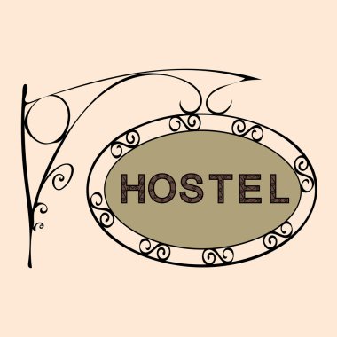 Hostel metin üzerinde vintage sokak tabelası