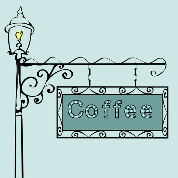 Texto de café en signo de calle vintage — Vector de stock