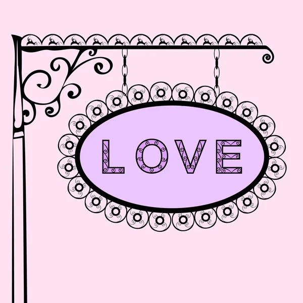 Amor texto en vintage calle signo — Vector de stock