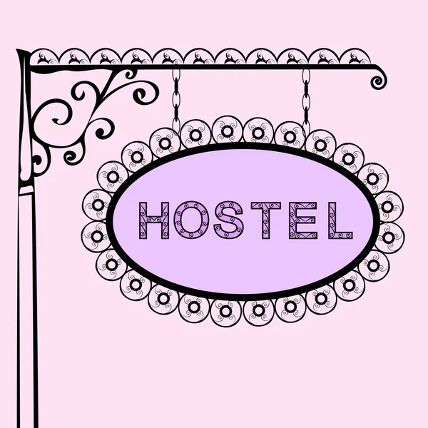 Hostel metin üzerinde vintage sokak tabelası