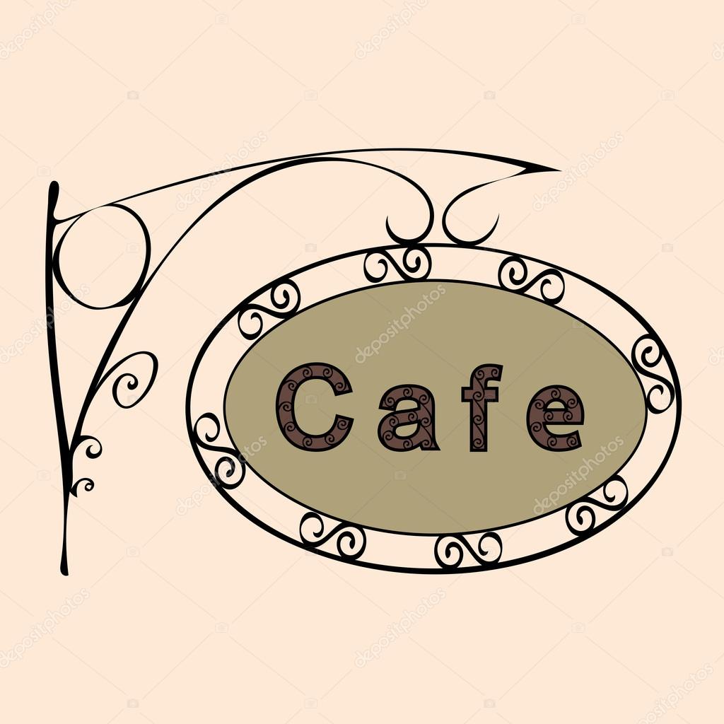 Cafe text on vintage street sign — Stock Vector © kozyrevaelena #105931592