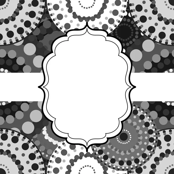 Patterned frame background invitation circular ornament grey bla — Stock Vector