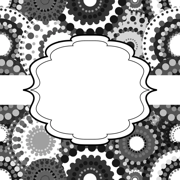 Patterned frame background invitation circular ornament grey bla — Stock Vector