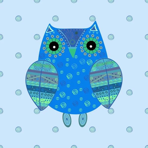 Chouette hibou avec ornement ethnique — Image vectorielle