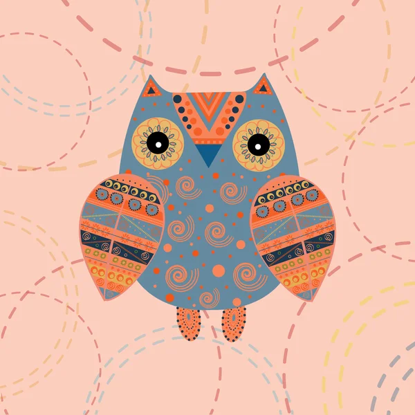 Cute owl with ethnic ornament — Stock Vector