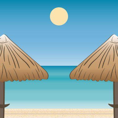 Şemsiye ufuk manzara sahil.