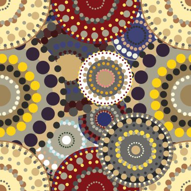 Canlı renkli boyalı daireler ile Seamless retro modeli.