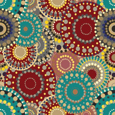 Canlı renkli boyalı daireler ile Seamless retro modeli.