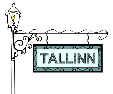 Tallinn retro vintage işaretçi sokak lâmbası direği.