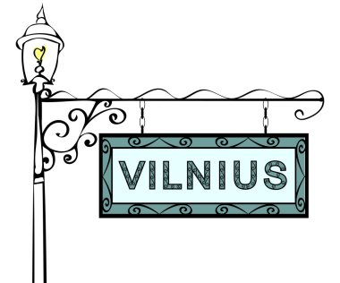 Vilnius retro vintage sokak lâmbası direği işaretçi.