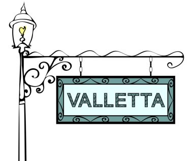 Valletta retro vintage sokak lâmbası direği işaretçi.