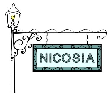 Nicosia retro vintage sokak lâmbası direği işaretçi.