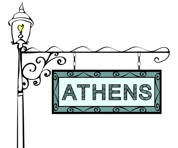 Athens Retro Vintage Laternenpfahl Zeiger. — Stockvektor