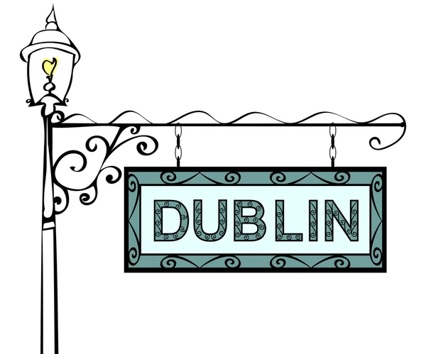 Dublin retro vintage sokak lâmbası direği işaretçi. — Stok Vektör