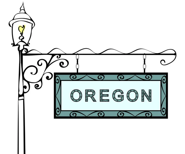 Oregon retro aanwijzer lantaarnpaal. — Stockvector