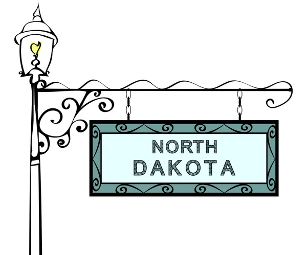 North Dakota Retro Zeiger Laternenpfahl. — Stockvektor