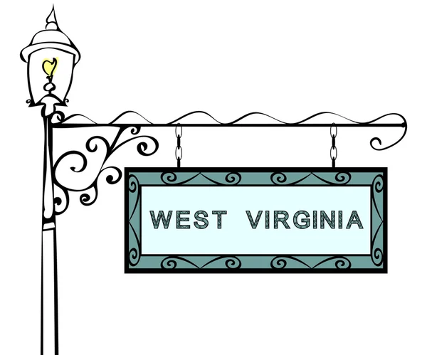 West Virginia retro apontador poste de luz . —  Vetores de Stock