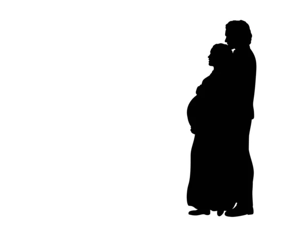 Silhouette young couple expecting baby — Stock Vector