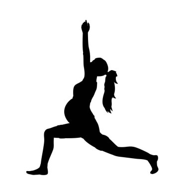 Spor yapan hamile bir kadının silüeti.