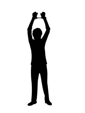 Elleri kelepçeli, siluet adam.