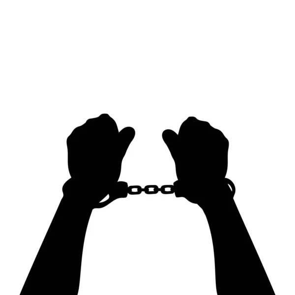 Silhouette of man hands for handcuffs — Stock Vector