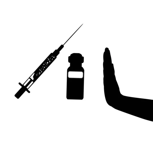 シルエットハンドは停止予防接種のサインを示す. — ストックベクタ