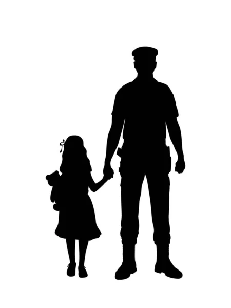 Siluet polisi çocuk kızı buldu.