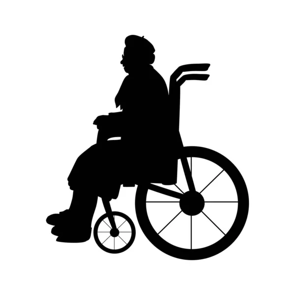 Silhouette de grand-mère en fauteuil roulant — Image vectorielle