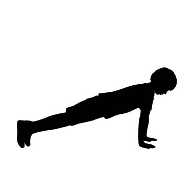 Siluet sporcu çocuk yukarı itiyor..