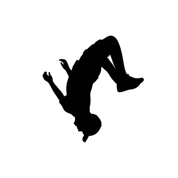 Silueta teenager skákání salto. Somersault sportovní akrobacie. — Stockový vektor