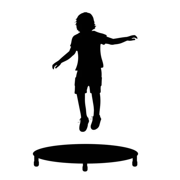 Silhouette Junge springt auf Trampolin — Stockvektor