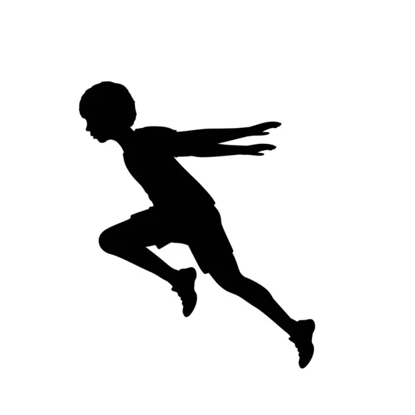 Silhouette garçon courir les mains en arrière — Image vectorielle