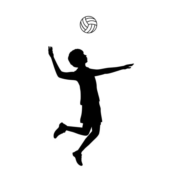 Silhouette boy playing volleyball sport. — Stock Vector