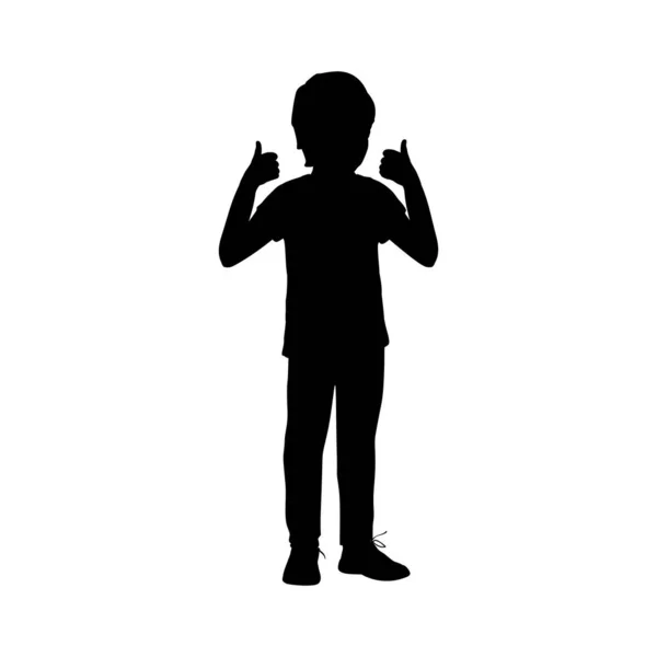 Silhouette garçon montre ses mains que tout va bien — Image vectorielle