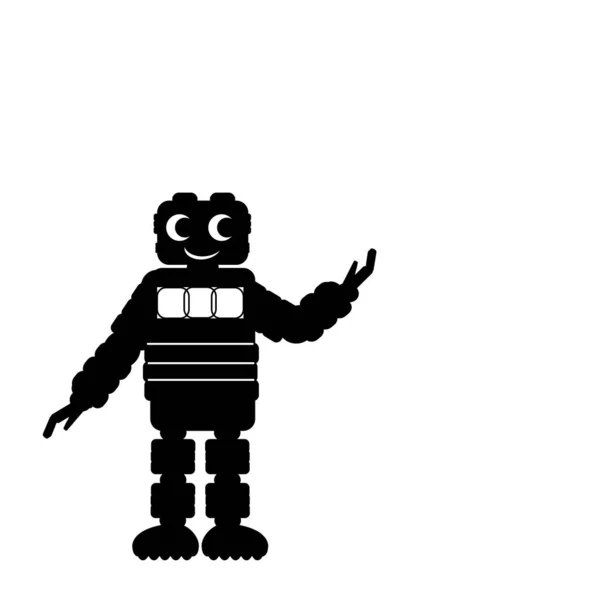 Silhouette robot carino. Chatbot aiuta a risolvere i problemi. Tecnologia moderna robotica. — Vettoriale Stock